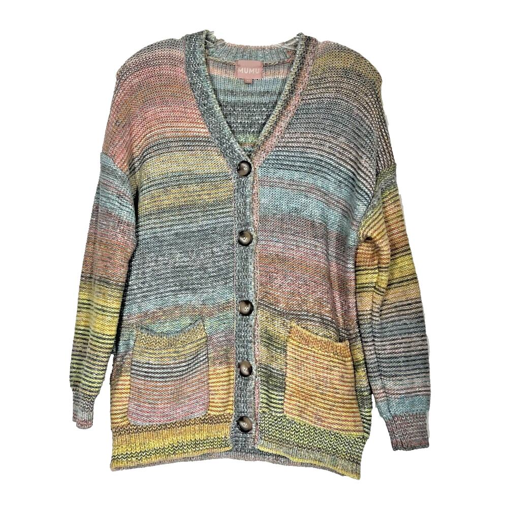 Show Me Your Mumu Cardigan Womens XS Callie Sweater Pastel Ombre Knit Classic